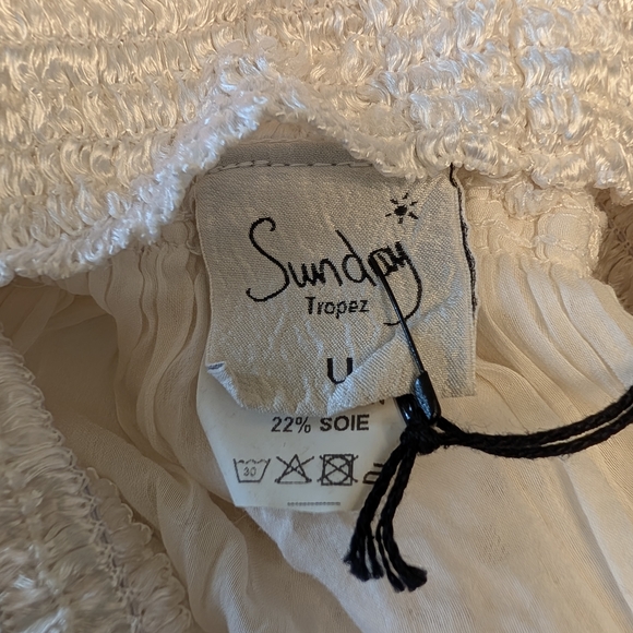 St. Tropez Cream Smocked Tiered Skirt with Embroidered Trim - Picture 9 of 10